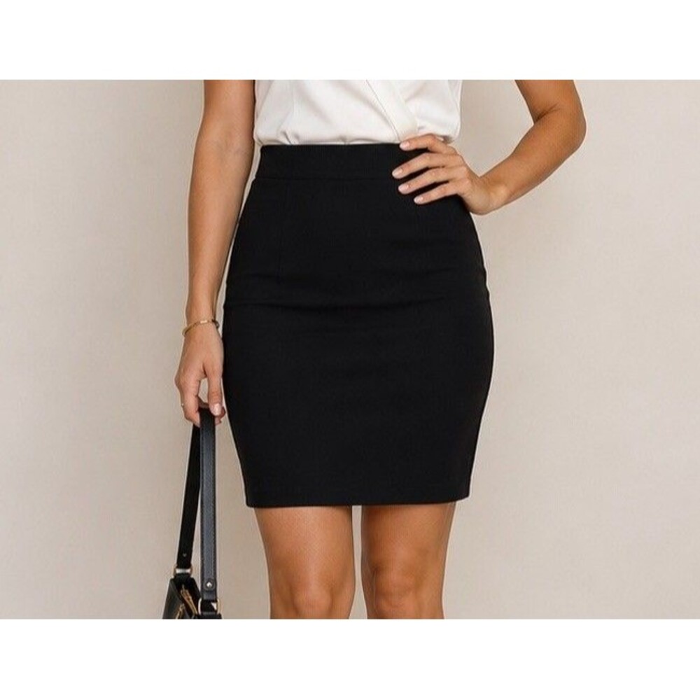 NEW Alfani Skirt Black Straight Size 16 Career Core NWT Stretch Back Zipper